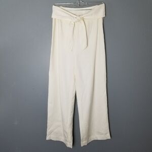 Mercer & Madison Womens White Linen Tie Waist Wide Leg Pants Size 6 Side Zipper